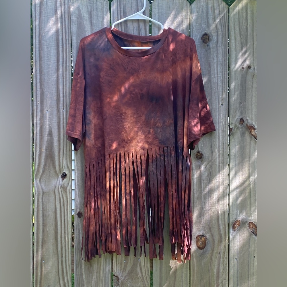SHEIN Curve Brown Tie-Dye Top